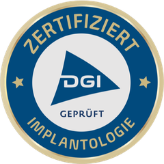 Siegel der Deutschen Gesellschaft für Implantologie: Zertifiziert Implantologie, DGI geprüft